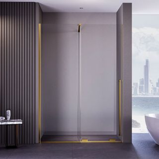 Душевая дверь Veconi Premium Trento PTDW-50G, 1500x2000, брашированное золото, стекло прозрачное